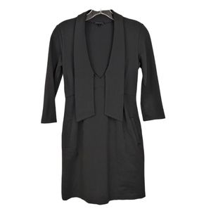 Theory Gray Viscose V Neck Front Tie Pocket Dress